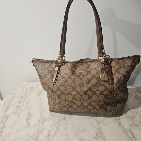 Coach Monogram Tote with Leather Straps and Hang Tag - Picture 1 of 7